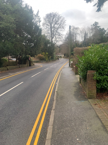 Whyteleafe Hill after it has been resurfaced and the lining works have been completed